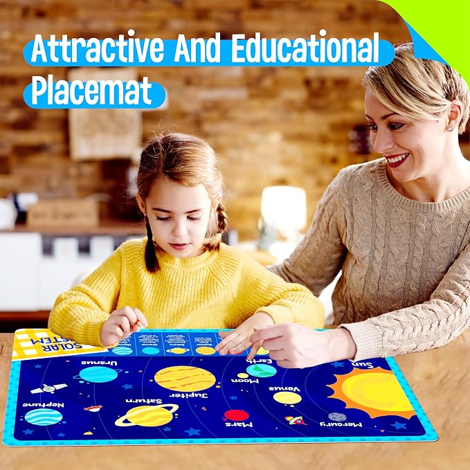 6 Pack Placemats for Kids, Non-Slip Washable, Reusable Alphabet, Shape & Color - Image 7