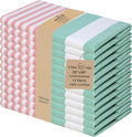 Urban Villa Dinner Napkins Horizontal Stripes Cloth Napkins Set of 12 Ruby/Green Color Dinner Napkins 20x20 Inches 100% Cotton Over Sized Cloth Napkins with Mitered Corners DinnerNapkins