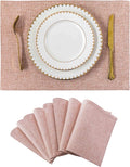 Home Brilliant Placemats Set of 8 Heat Resistant Dining Table Place Mats for Kitchen Table Party Dinner Valentines Decorations, 13 x 19 inches, Apricot Pink