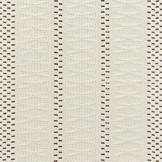 Macrame Style Boho Table Runner, 12x90 Inch Ivory | Woven Boho Table Runner - Image 6