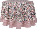 ATOSII Ambrosia 100% Cotton Round Boho Fall Tablecloth, Handblock Floral Table Cloth Linen for Kitchen Dining I Parties Wedding Outdoors Christmas Thanksgiving I Fall Home Decor 72" Inches Round