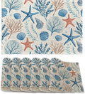 Placemats12x18 Inch,Beach Seashell Placemats,Coral Starfish Kitchen Dining Coffee Table Mats Set of 6 for Home Indoor Outdoor Party