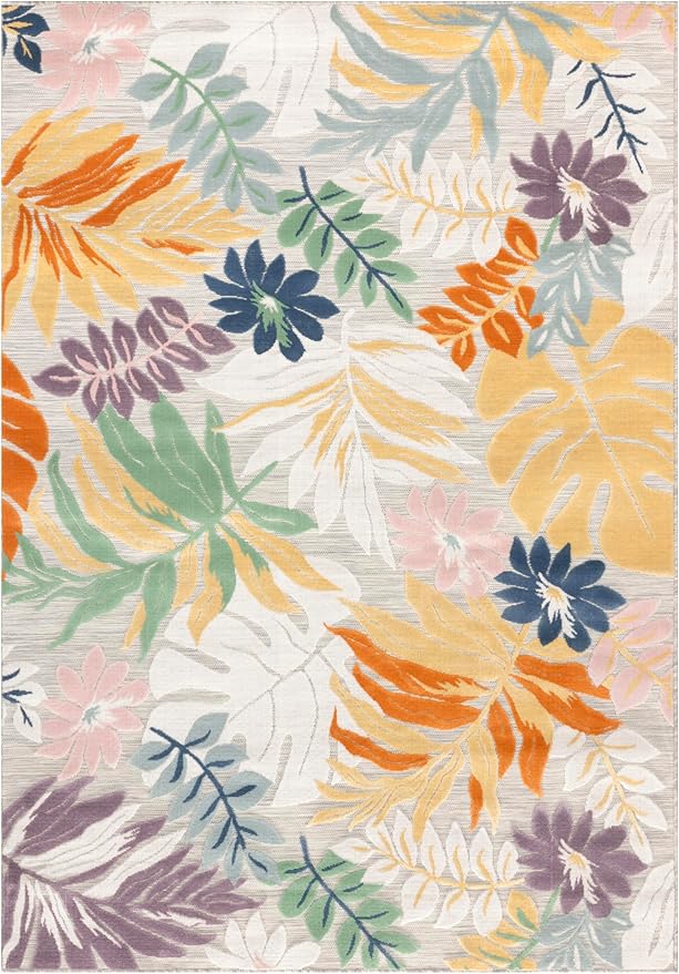 Nourison Home Suncoast Multicolor 5'3" x 7'3" Area Rug - Easy Clean, Non Shedding, Bed Room, Living Room, Dining Room, Kitchen (5' x 7')