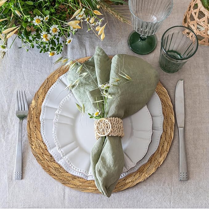 Kochorie Set of 36 Round Woven Placemats 12 Inch Bulrush Placemats Natural Handwoven Boho Rattan Wicker Table Mats for Farmhouse & Home Dining