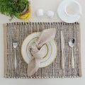 Natural Jute & Grey Placemats, 13x19 Inch Dining Table Placemats by ChardinHome