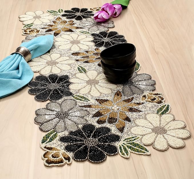 Lightnpro Floral Handmade Decorative Thanksgiving Christmas Beaded Table Runner - Image 5