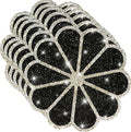 Washable Waterproof Diamond Circle Placemats for Round Tablescape Decor for Dinner and Kitchen Bling Placemats for Weddings & Special Events (Black)-6PCS