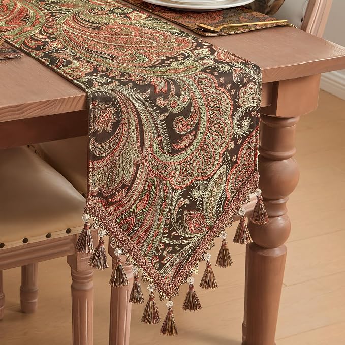 Loom and Mill Vintage Paisley Jacquard Table Runner 13x90 inch - Image 3