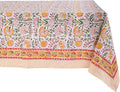 ATOSII Clover Yellow 100% Cotton Rectangle Fall Tablecloth, Handblock Floral Print Linen Table Cloth for Kitchen Dining I Parties, Outdoors, Christmas, Thanksgiving I 72 X 108 Inches I 8 Seater