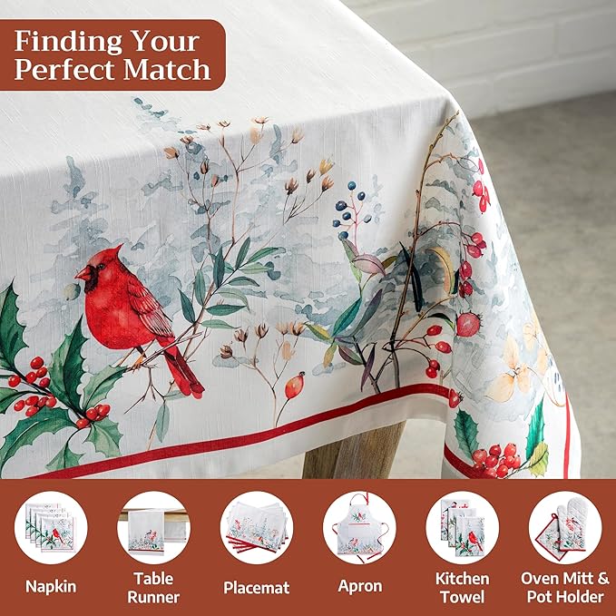 Maison d' Hermine Table Cloth Rectangle Table 100% Cotton 60 x 120 Inches Fall Tablecloth Reusable Everyday Use for Thanksgiving Christmas Decorations Dining Farmhouse Party (Morzine)