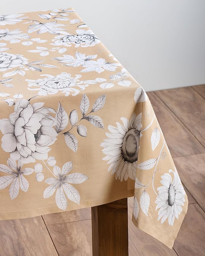 Maison d' Hermine Table Cloth Rectangle Table 100% Cotton 60 x 120 Inches Fall Tablecloth Reusable Everyday Use for Thanksgiving Christmas Decorations Dining Farmhouse Party (Pretty Autumn)