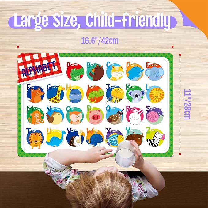 4 Pack Placemats for Kids, Non-Slip Washable Table Mats, Double-Sided Reusable - Image 6