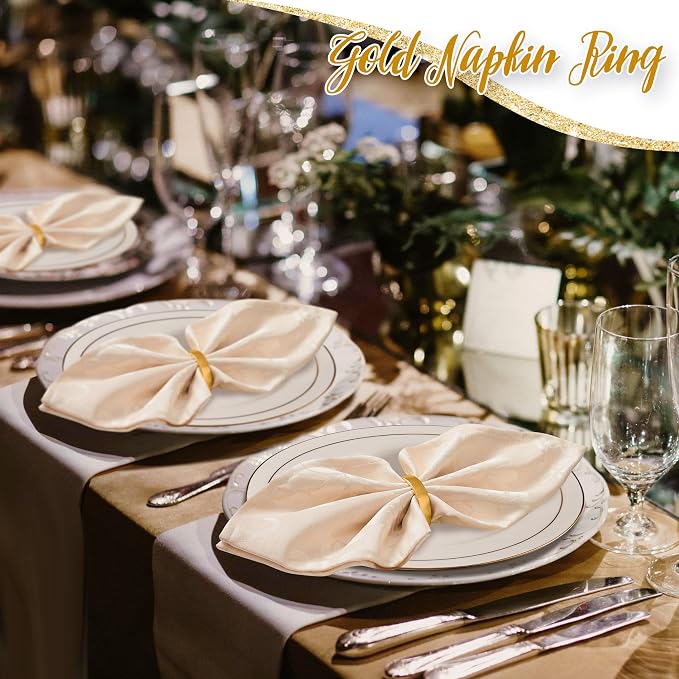 APTWOW 20PCS Gold Napkin Rings, Semicircle Metal Gold Napkin Holder Buckles - Image 6