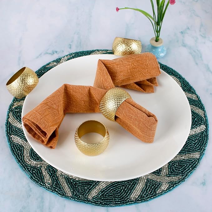 Napkin Rings Set of 12 Metal Napkin Holder Buckles Round Serveitte Rings for Fall Thanksgiving Christmas Dinner Table Decor Wedding Banquet Party Easter (Gold) - ALPHA Living HOME
