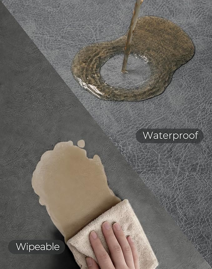 Leetaltree Reversible Faux Leather Placemats and Coasters Set of 12, 12x17 Inch - Image 6