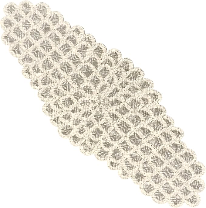 Hand-Beaded Table Runner, 13x36 | 85% glass beads, 15% polyester backing by CLEENTABLE