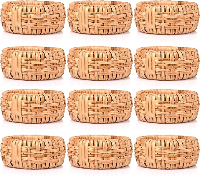 ALPHA Living HOME Natural Rattan Napkin Rings Set of 12 by ALPHALivingHOME