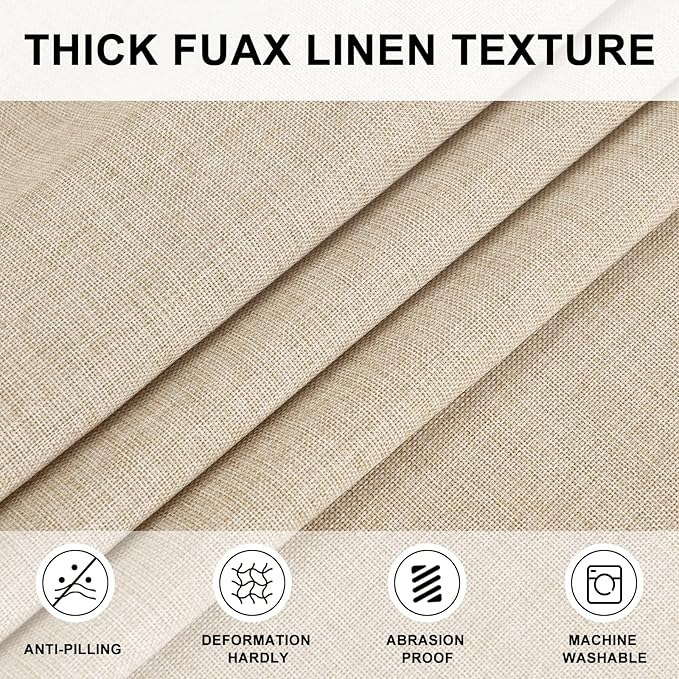 Hiasan Round Linen Tablecloth 70 Inch - Wrinkle and Stain Resistant Washable Polyester Fabric Table Cloth for Dining Room Kitchen Party, Beige