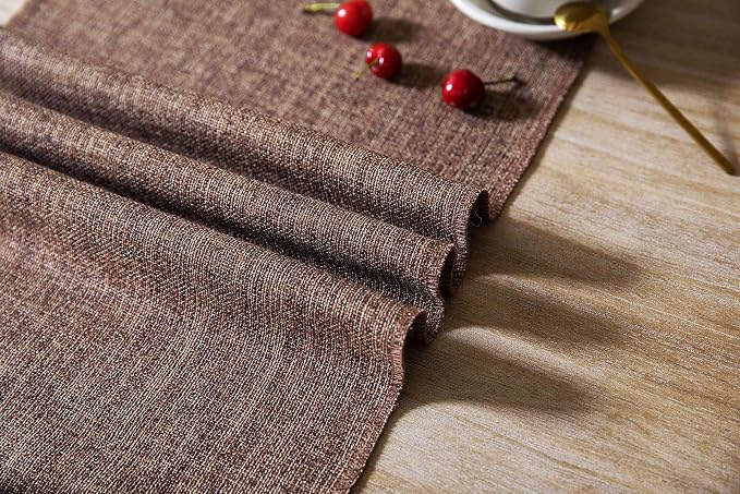 Brown Table Runners 108 Inches Long, Burlap Linen Style Rustic Farmhouse Table - Image 5