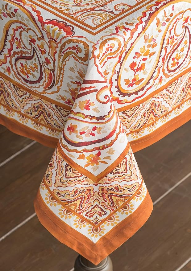 Maison d' Hermine Table Cloth Square Table 100% Cotton 54 x 54 Inches Fall Tablecloth Reusable Everyday Use for Thanksgiving Christmas Decorations Dining Farmhouse Party (Palatial Paisley)