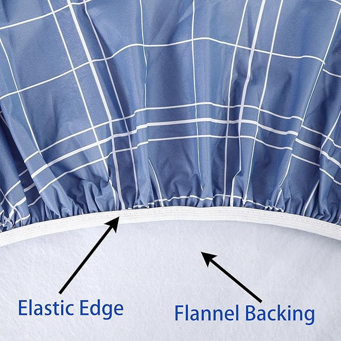 Walrus Round Vinyl Fitted Tablecloth with Flannel Backing Elastic Edge Design Table Cover Waterproof Oil-Proof PVC Table Cloth Stain-Resistant Best for 37"-44" Round