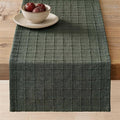 Artisanal Grid Linen Table Runner, 13x108 Inches Army Green | Heavy Textured by ZEEMARTONLINE