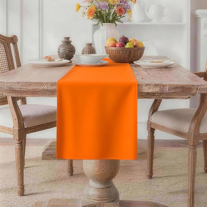 MEANMOY Orange Table Runner 108 Inches Long Waterproof Table Runners | Washable by MEANMOY
