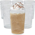 Kate Aspen Vintage Textured Clear Striped Drinking Glasses Set of 6, Ribbed by KateAspen