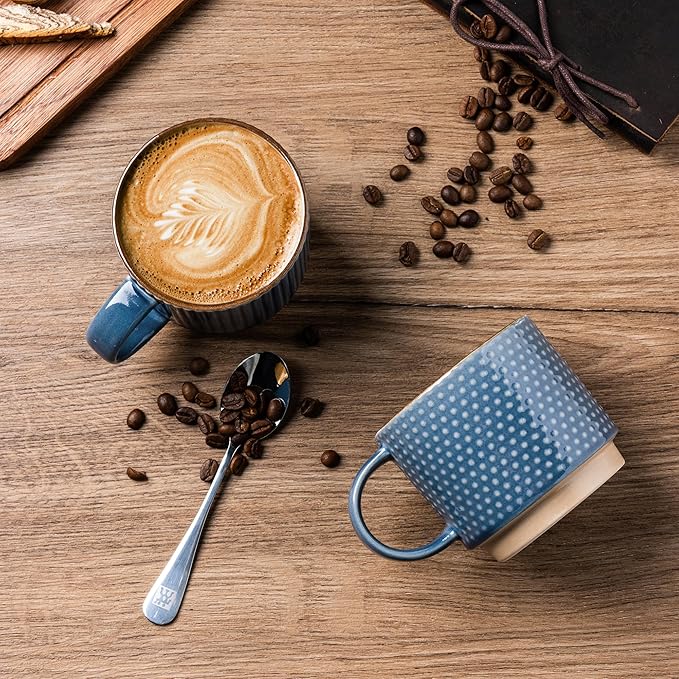 GBhome 12 OZ Stackable Coffee Mugs Set of 4, Ceramic Coffee Cups Set | Coffee - Image 2