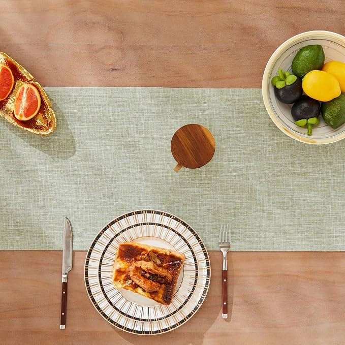 Rustic Cotton Linen Table Runner, 13x108 Inches Green | Farmhouse Style Linen - Image 5