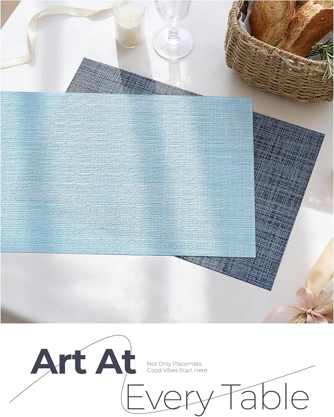 Leetaltree Woven Vinyl Placemats Set of 4, Deep Navy | OEKO-TEX, Washable - Image 8