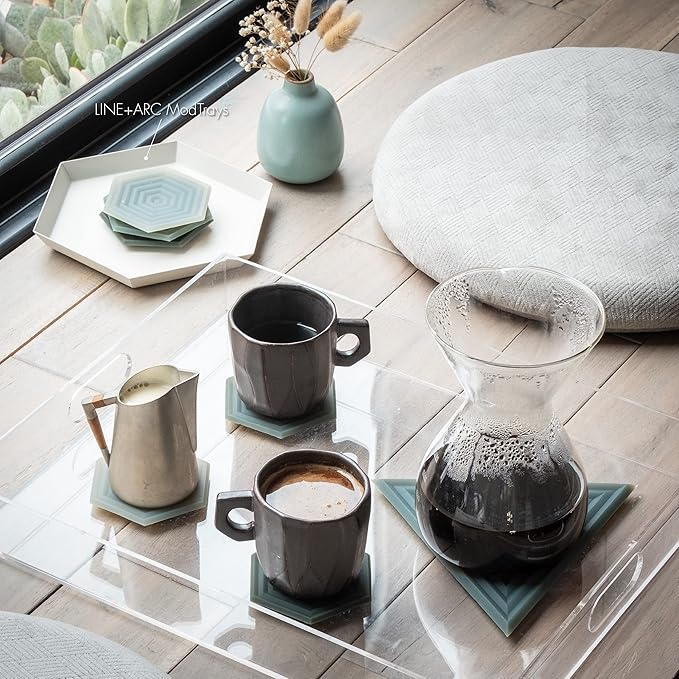 LINE+ARC Extra Thick Silicone Trivets (Featured in ELLE Decor & BuzzFeed) Waterproof Dishwasher-Safe Stain Resistant (Set of 3 Joshua Tree Degrē Trivets) Outdoor Rubber Coffee Mid-Century Modern