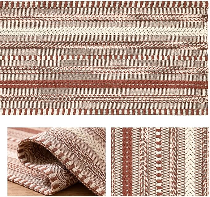 Artoid Mode Caramel Farmhouse Stripe Braided Table Runner 12x60 Inch | Holiday - Image 6