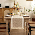 Coffee Scroll Linen Table Runner by UWWGKK