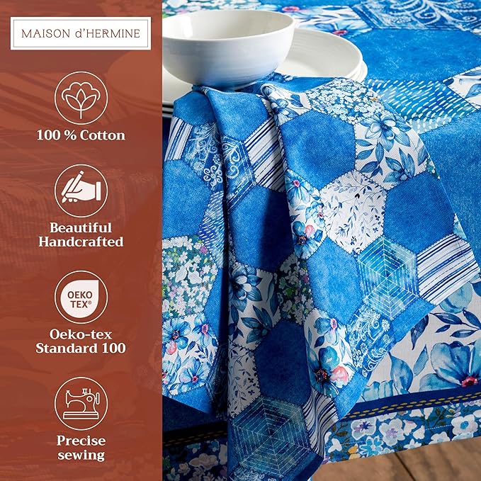Maison d' Hermine Cloth Napkins Set of 4 100% Cotton Everyday Reusable Square Napkins Cloth Washable Dinner Party Wedding Restaurant Valentines Day Decorations Spring/Summer (Summer Blues, 20" x 20")