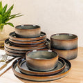 Ceramic Dinnerware Set for 4, 12-Piece Plates and Bowls Set | Lightweight by TheTerra