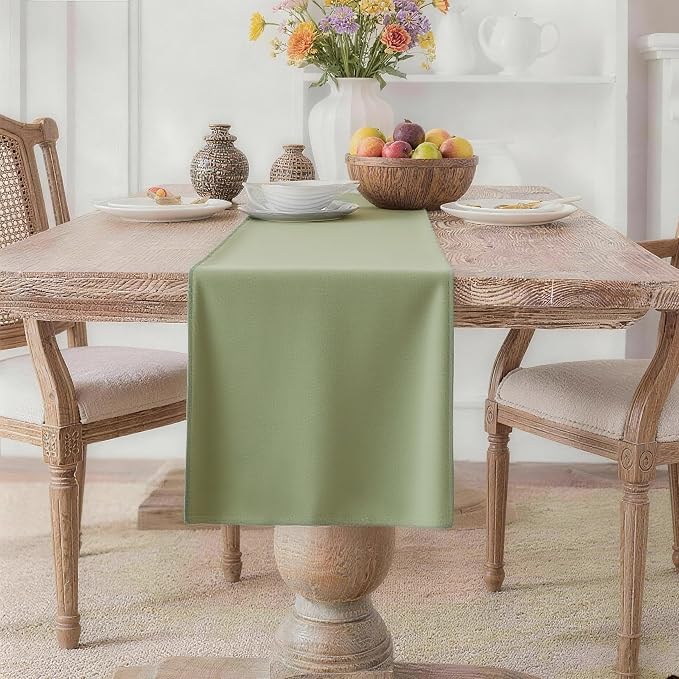 MEANMOY Sage Green Table Runner 108 Inches Long Waterproof Table Runners | by MEANMOY