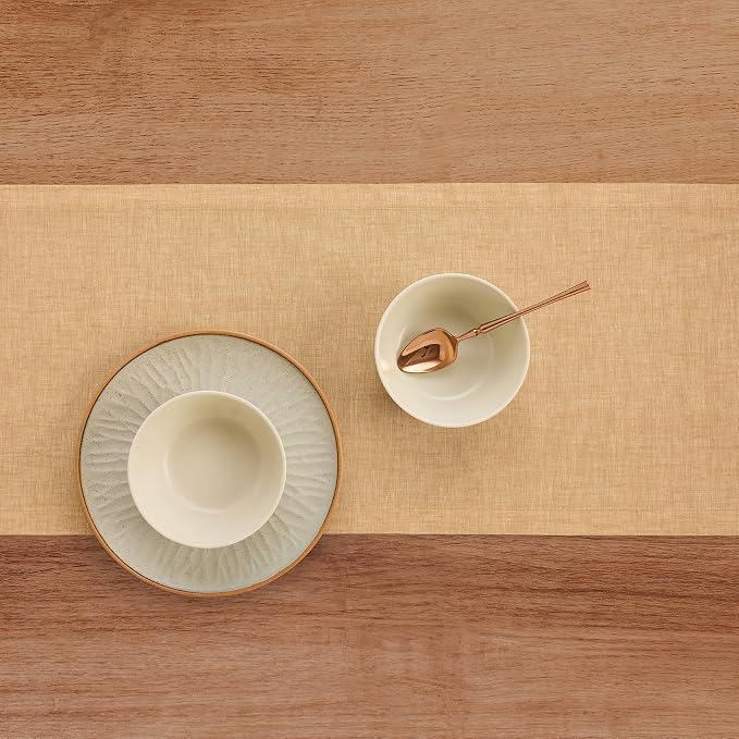 Solino Home 100% Pure Linen Table Runner Golden Nugget, Athena 14 x 156 in | - Image 3