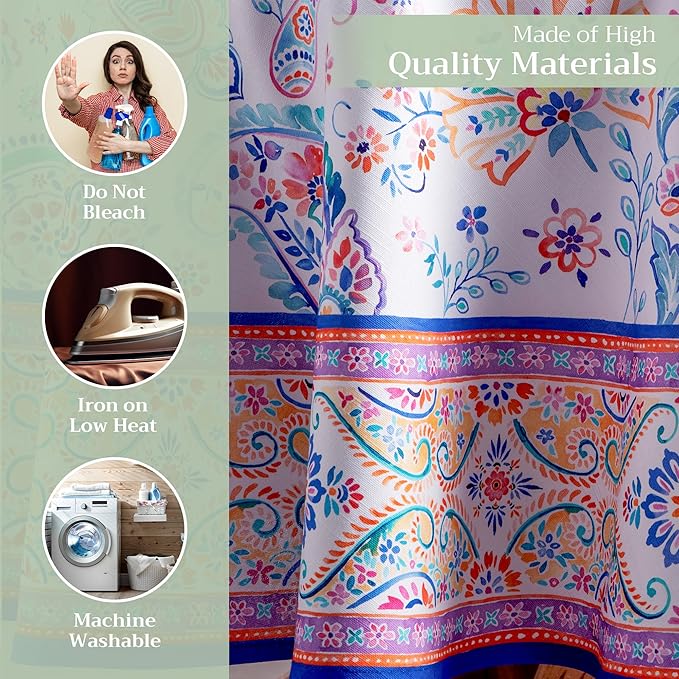 Maison d' Hermine Table Cloth Round Table 100% Cotton 63 Round Inches Tablecloth Reusable Decorative for Dining Room Farmhouse Home Valentines Day Decorations Spring Summer - Indian Floral