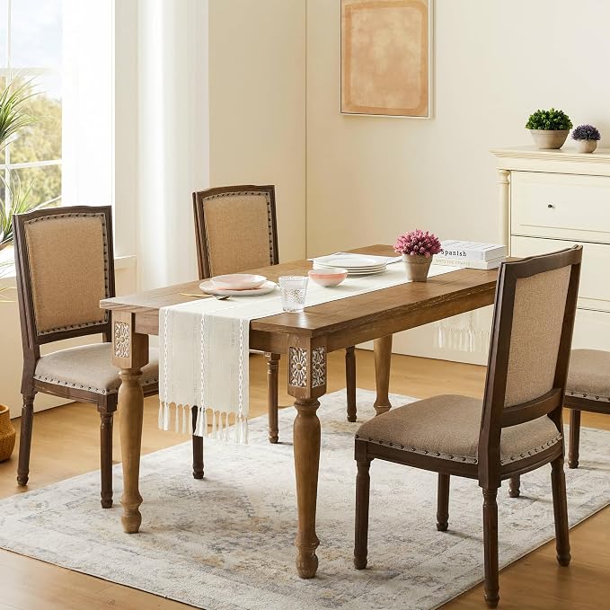 Hemstitched Farmhouse Table Runner, Cotton Linen Table Runners 90 Inches Long - Image 3