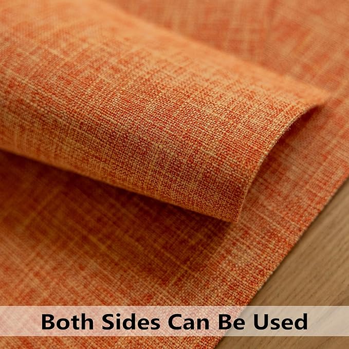 Demetex Orange Placemats Set of 8 Linen Textured Fabric Place Mats Rectangle Cloth Table Mats for Home Office Table Decor, 13x19 inch, Orange