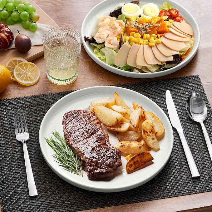 LIANYU Dinner Plates Set of 4, 10.5 Inch Large & Round Porcelain Dinner Plates, Stoneware Dishes Set for Serving Salad, Dessert, Appetizer, Oven, Microwave & Dishwasher Safe, Stackable, Four-color