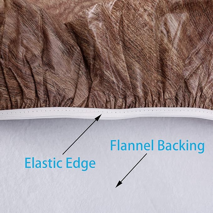 Walrus Round Vinyl Fitted Tablecloth with Flannel Backing Elastic Edge Design Table Cover Waterproof Oil-Proof PVC Table Cloth Stain-Resistant Best for 32"-36" Round