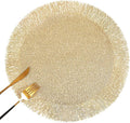 FAVE Set of 8 Gold Vinyl Round Placemats, Decorative Tassel Washable for Table Setting, Home Dining, Party, Restaurant (15 Inch,8PCS)
