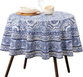 Maison d' Hermine Table Cloth Round Table 100% Cotton 69 Round Inches Tablecloth Reusable Decorative for Dining Room Farmhouse Home Valentines Day Decorations Spring Summer - Melodie Bleue