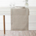D'Moksha Homes Linen Natural Table Runner 132 Inches Long - 100% Pure Linen Extra Long Table Runner 14 x 132 Inch for Valentines, Spring, Easter - Classic Hemstitch