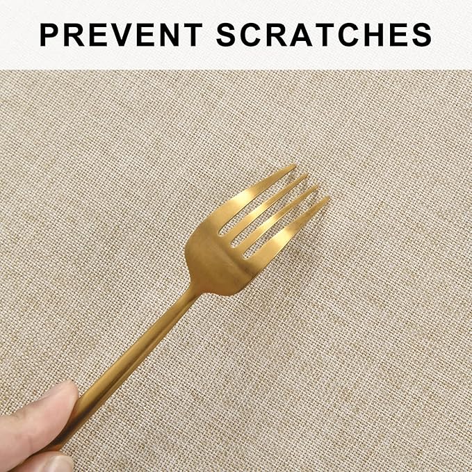 Hiasan Round Linen Tablecloth 40 Inch - Wrinkle and Stain Resistant Washable Polyester Fabric Table Cloth for Dining Room Kitchen Party, Beige