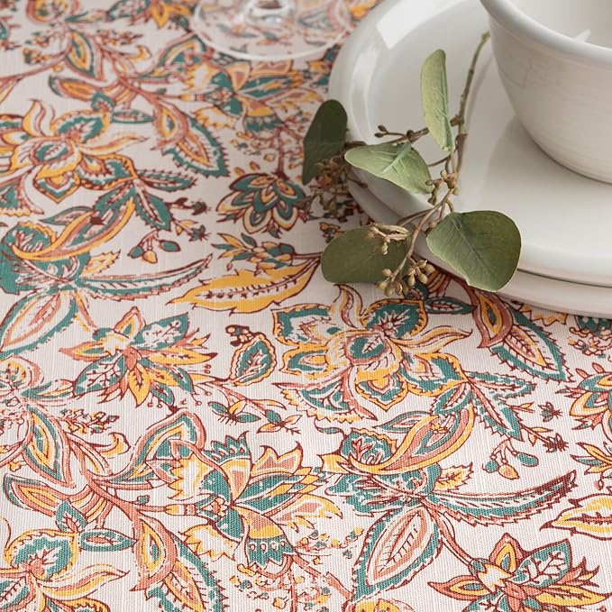 Maison d' Hermine Table Cloth Rectangle Table 100% Cotton 60 x 108 Inches Fall Tablecloth Reusable Everyday Use for Thanksgiving Christmas Decorations Dining Farmhouse Party (Nila)