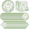 Willinglong 120 Pcs Floral Scalloped Paper Plates and Napkins Set, 2-ply Napkins by Willinglong