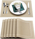 Placemats Set of 6,Washable,Heat and Stain Resistant Indoor/Outdoor Place mats,Vinyl Woven Non Slip Table Mats for Restaurant Table Protection,PVC Placemats(Beige,6PCS)